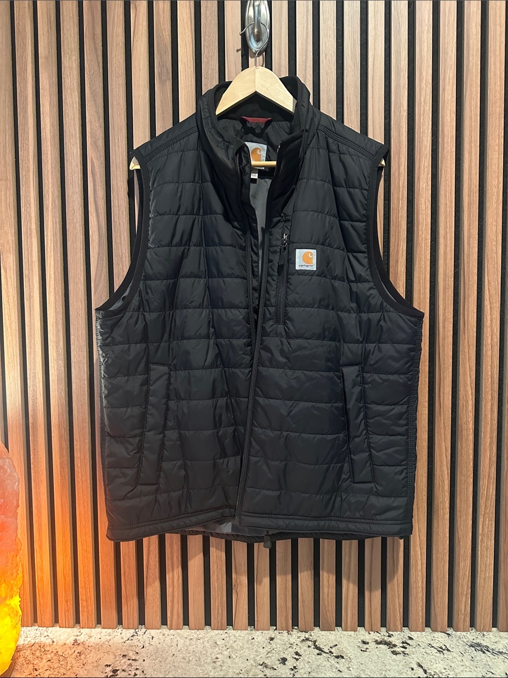 Carhartt Black Quilted Insulated Vest with Logo Patch